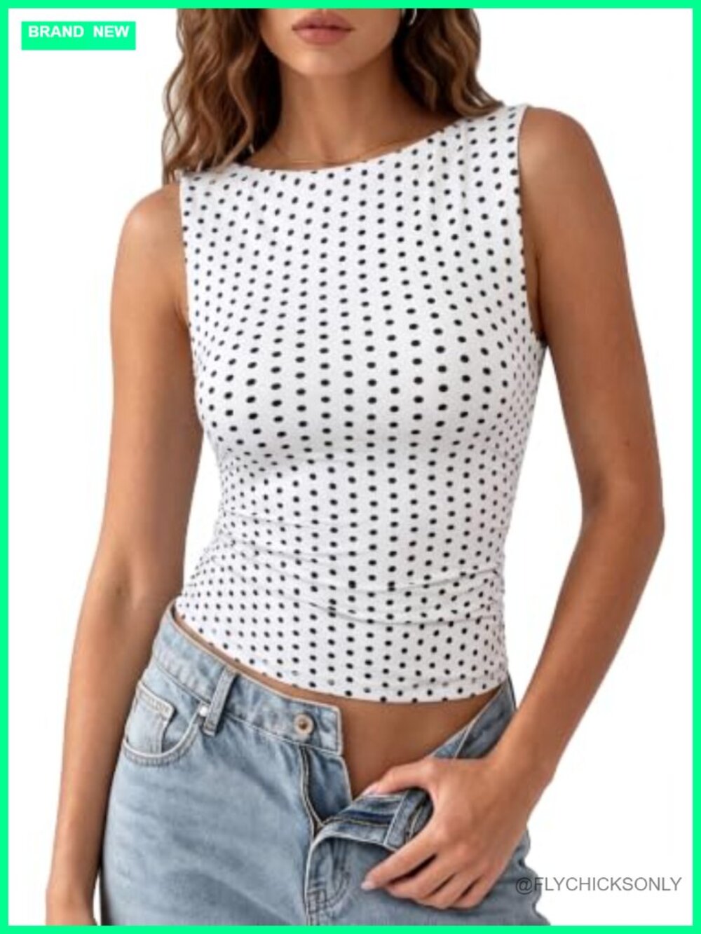 Women's Double Lined Buttery Soft Tank Top Ruched Boat Neck Sleeveless Y2K